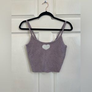 Pacsun: L.A. Hearts, Women’s Small, cropped knit tank. Purple with white heart.